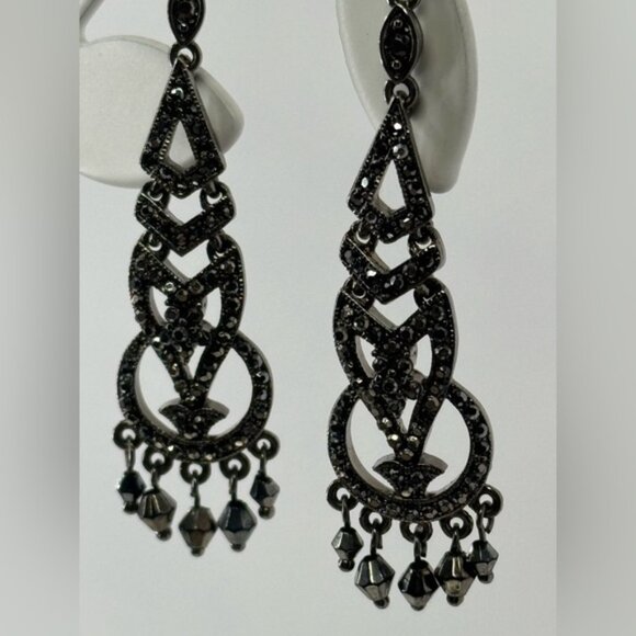 Vtg Monet marcasite chandelier Earrings - Picture 3 of 5